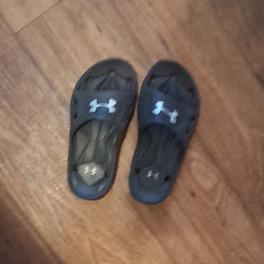 Under Armour Black Slides with White Logo